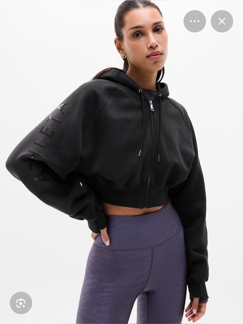 NWT Athleta Simone Biles Forever Fleece Cropped Black Top Sz Small